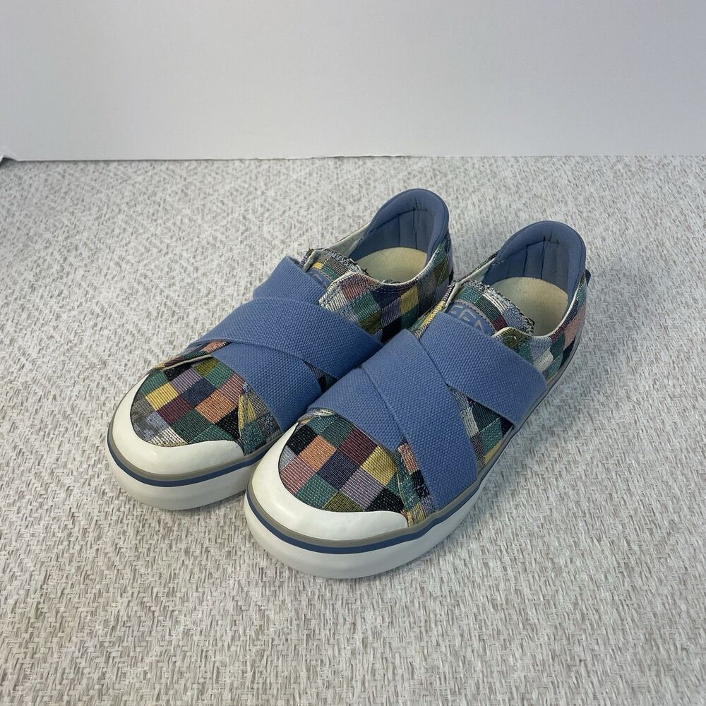 Keen Womens 5.5 Elsa III Gore Patchwork Slip-On Blue Straps Sneakers Open Box - Picture 2 of 8
